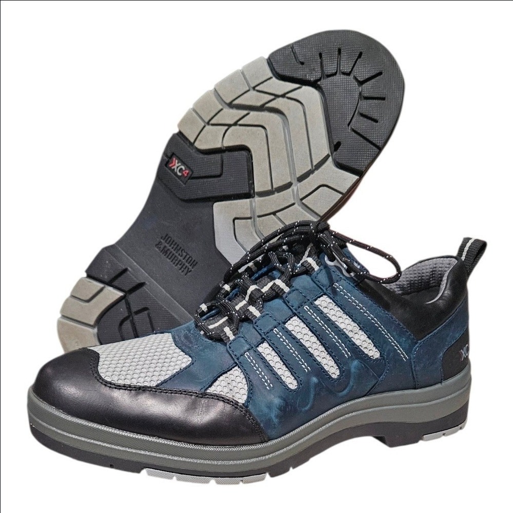 Johnston & Murphy Cahill XC4 Waterproof Leather Mesh Sneakers Blue Black 10.5 M
